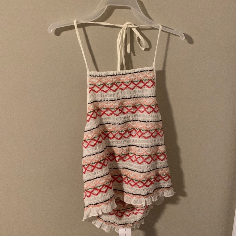Halter embroidered tank top
